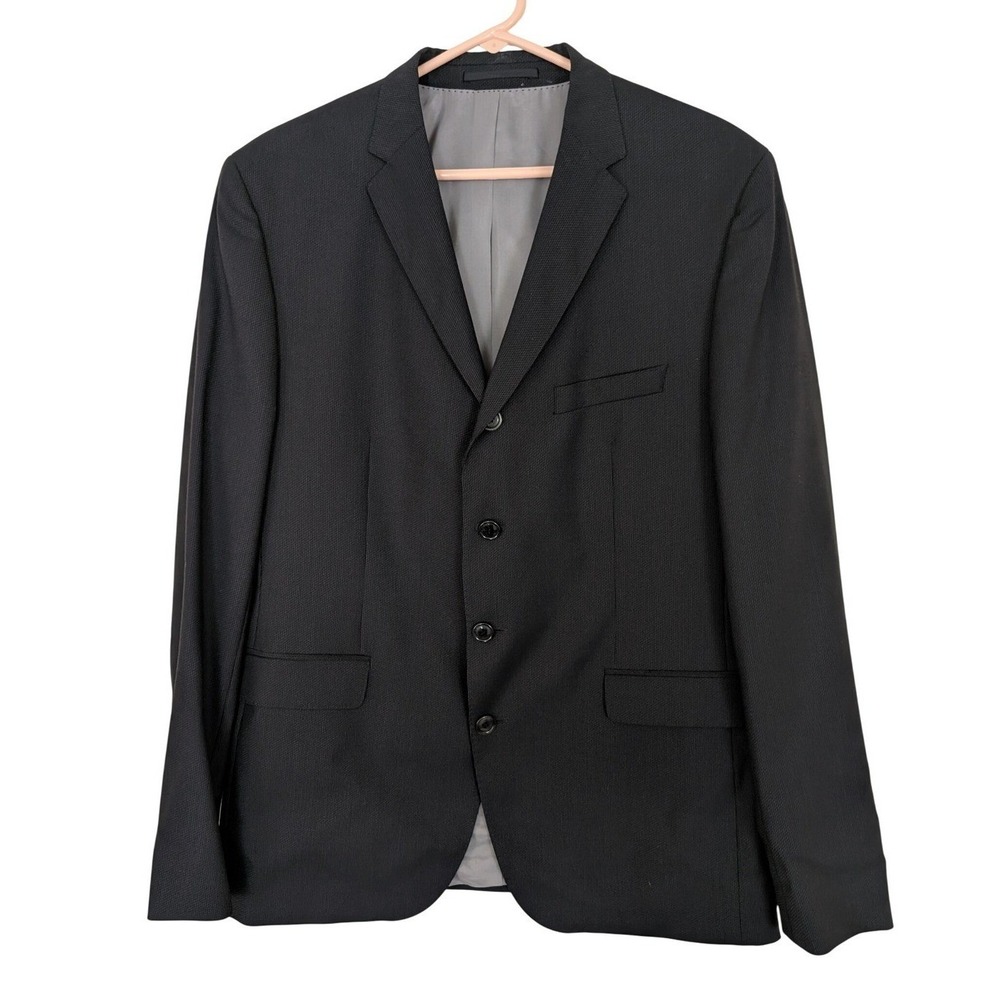 Hugo Boss Merlin Shape Super 100 Virgin Wool Blazer Sport Coat Black 42R 52